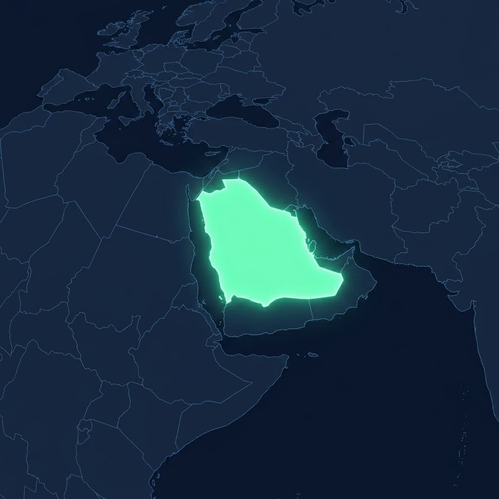 World Map highlighting Saudi Arabia